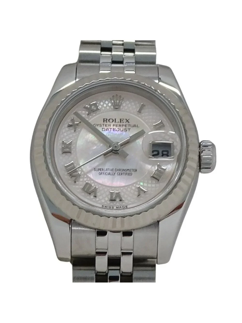 Rolex Datejust D Number Watch Shell Automatic Winding at Stainless Steel White